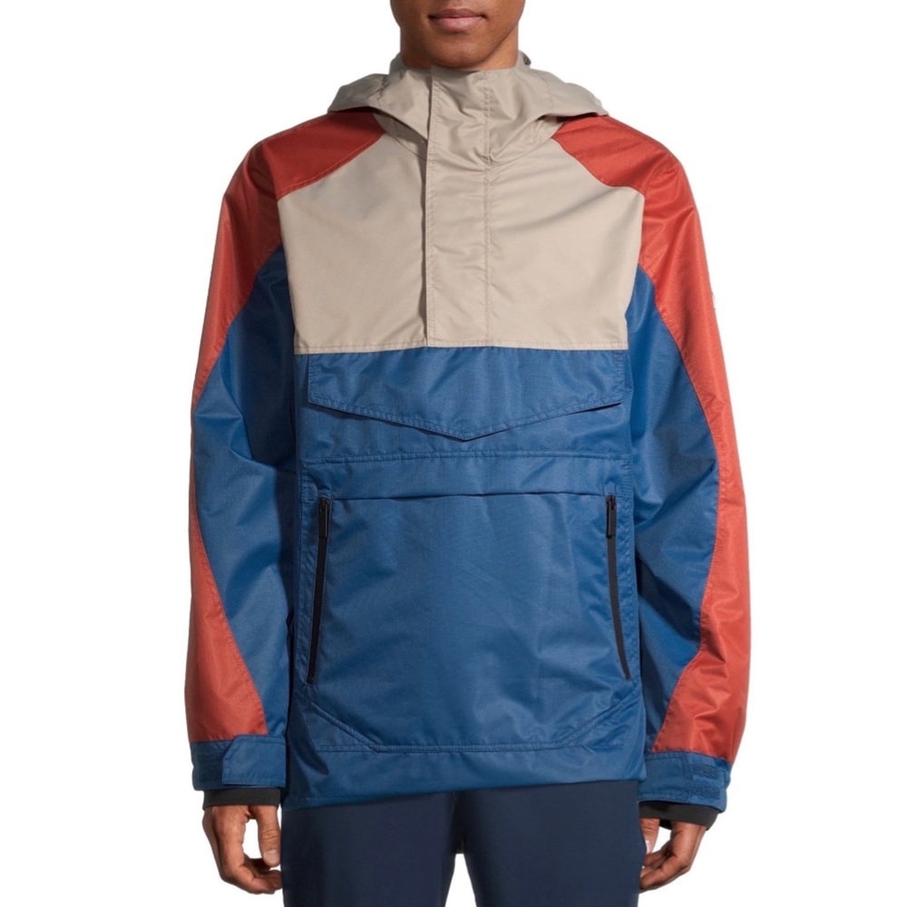🆕 Swiss Tech Men's Hard Shell Ski/Snowboard
Color Block Pull-On Anorak Jacket